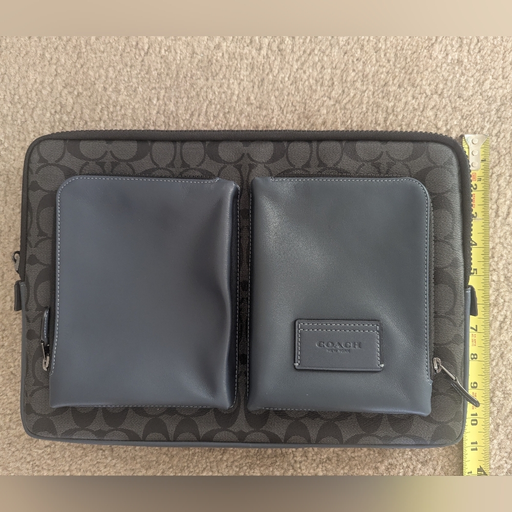 Coach Charcoal Gray And Blue Laptop Case